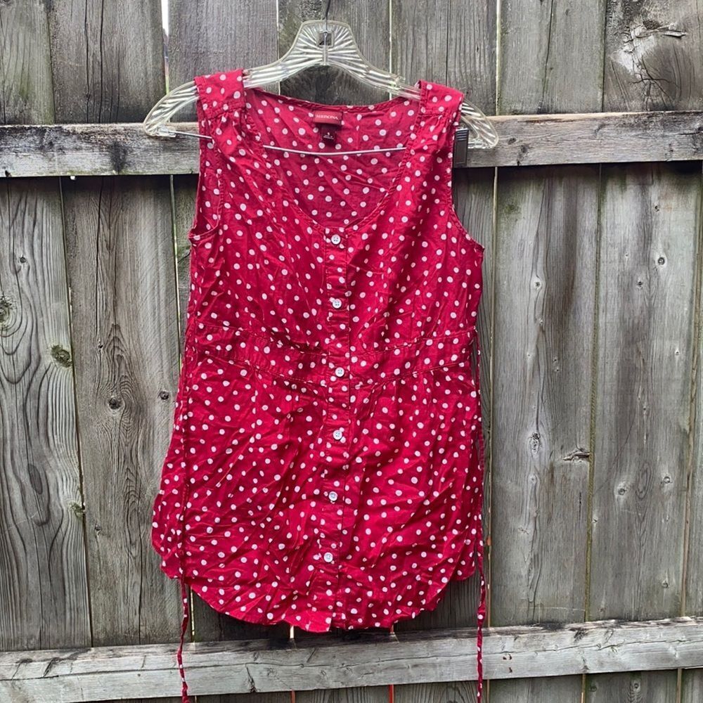 Merona button down polka dot top sz. S